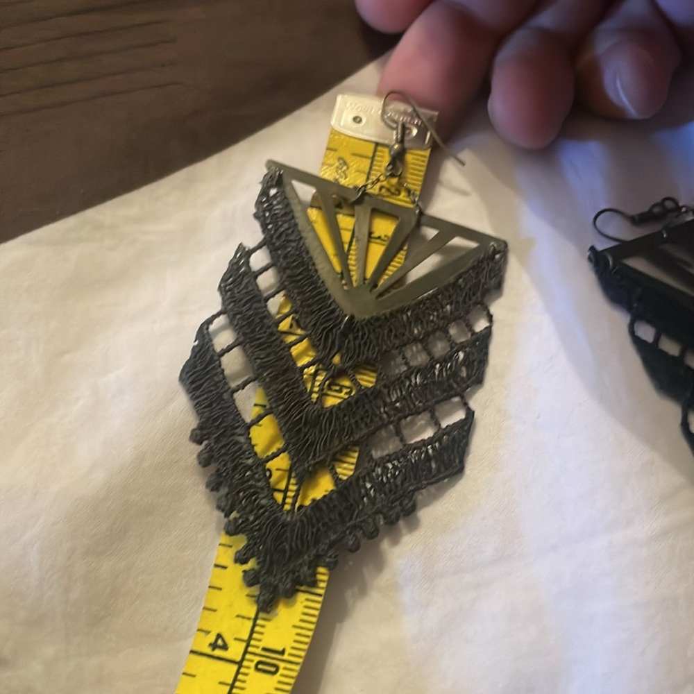 Delicate Unique Chevron Design Silk Earrings - image 8